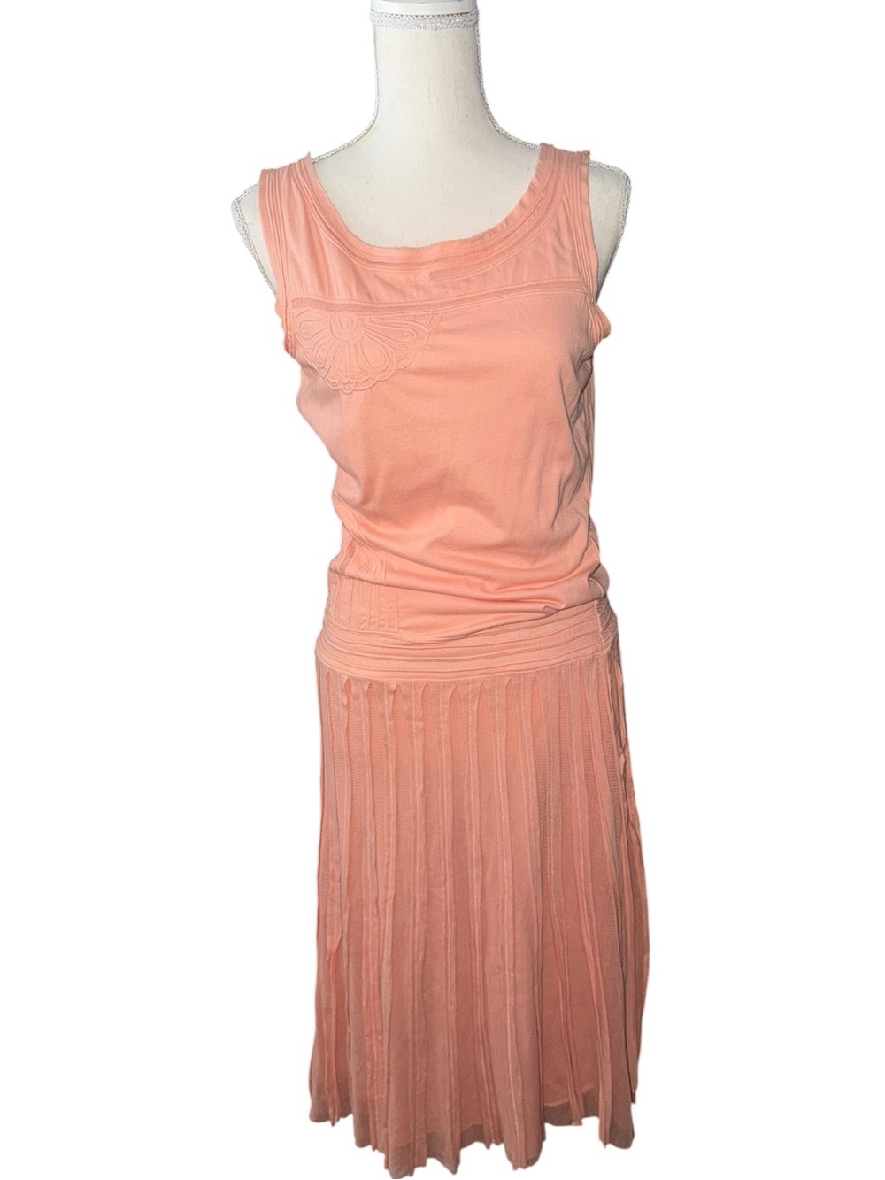 Max Studio Sleeveless Maxi Dress with mesh cut outs, pretty peachy color